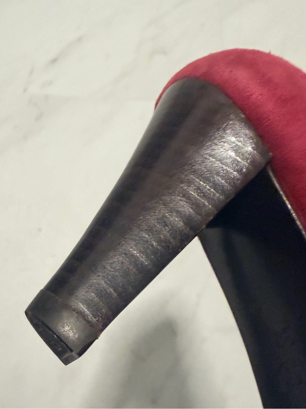 BODEN Womens Size 38 (US 7.5) Burgundy Perforated Suede Leather Pumps EUC - Picture 10 of 13